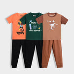 3 Pack Half Sleeves Unisex T-Shirt & Joggers Set | DJ Teddy, I Am Genius, Ride And Roll