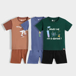3 Pack T-Shirt & Shorts Unisex Co-ord Set | Ride And Roll, Goal Time, I Am Genius
