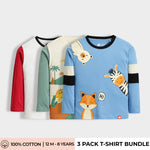 3 Pack Full Sleeves Unisex T-Shirts | Road Runner ,Dino ,Peek A Boo