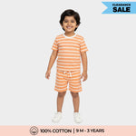 T-Shirt & Shorts Unisex Co-ord Set | Orange Stripes