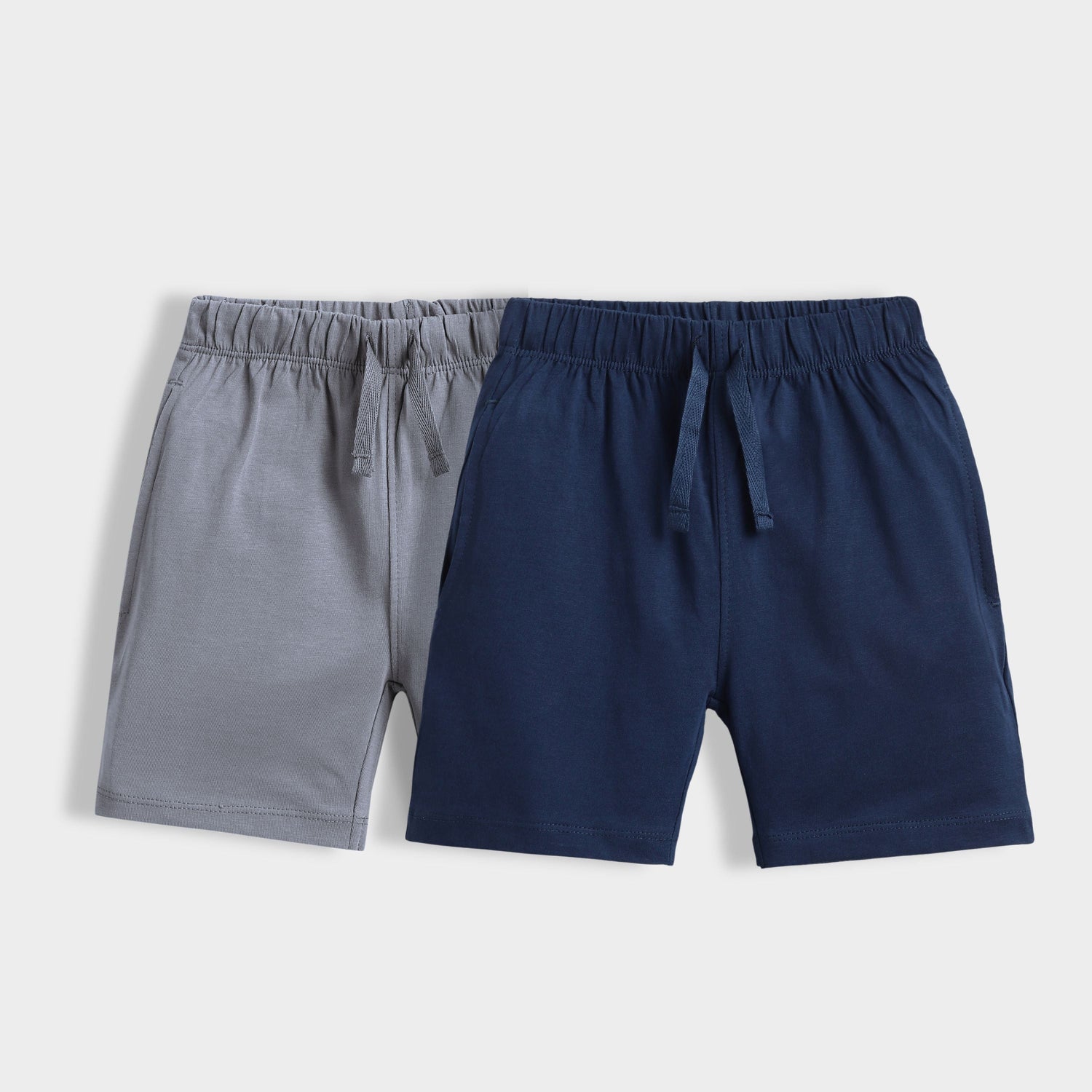 2 Pcs Cotton Shorts | Grey, Blue