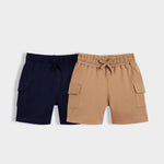 2 Pcs Interlock Shorts | Royal Blue, Light Brown