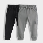 2 Pcs Interlock Joggers | Black, Grey