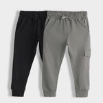 2 Pcs Interlock Joggers | Black, Grey