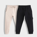 2 Pcs Interlock Joggers | Beige, Black