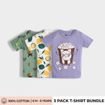 3 Pack Half Sleeves T-Shirt | Jungle, Popcorn, Lemon