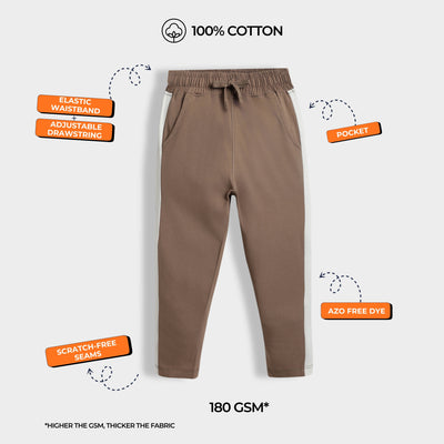 3 Pcs Cotton Joggers | Wine, Colour Block Biscuit, Melange Grey