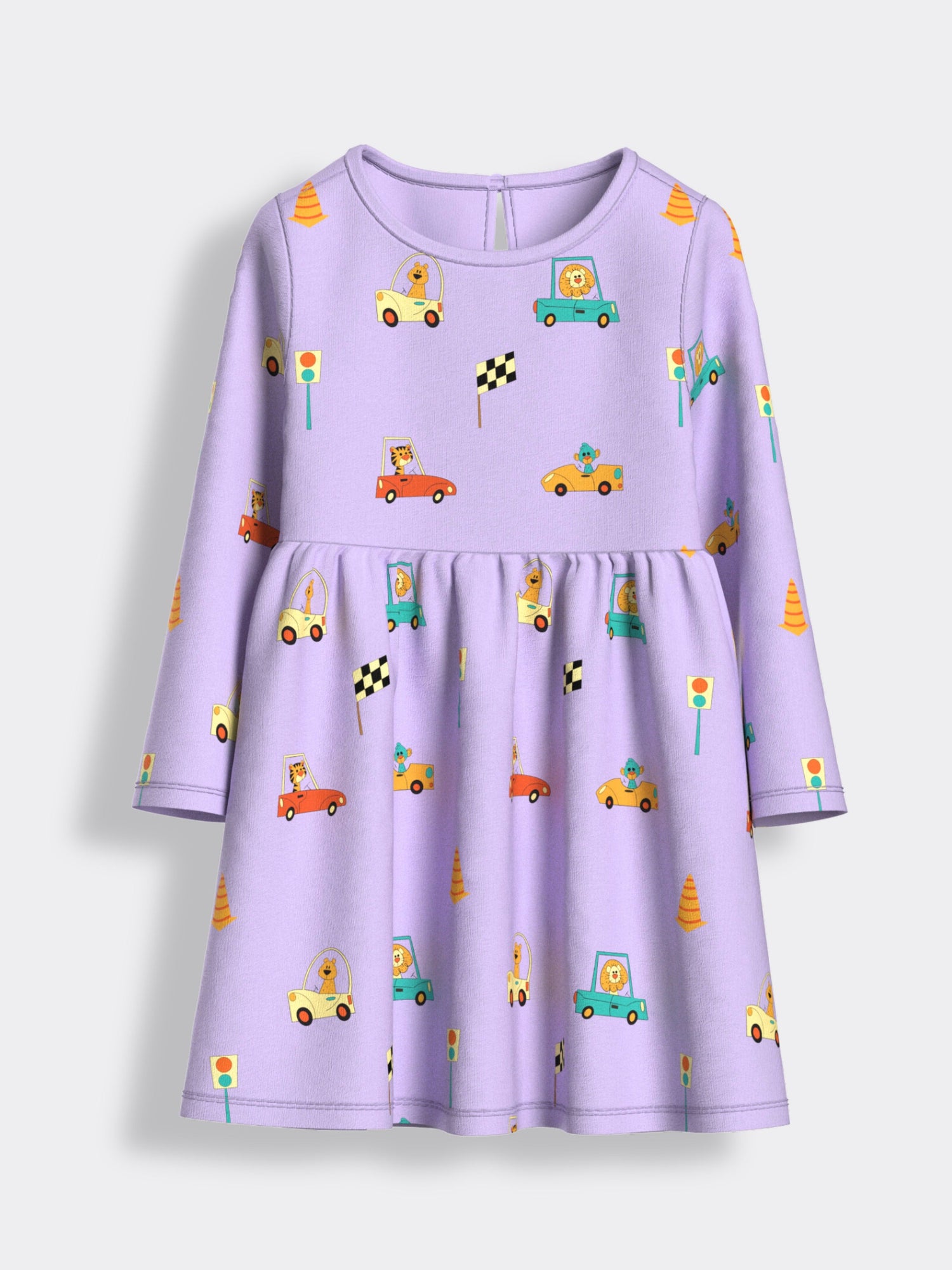 Long Sleeves Printed Dress | Racing Cars