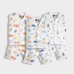 3 Pack Muslin Jhabla Co-ord Set | Starry, Breakfast, Sailor