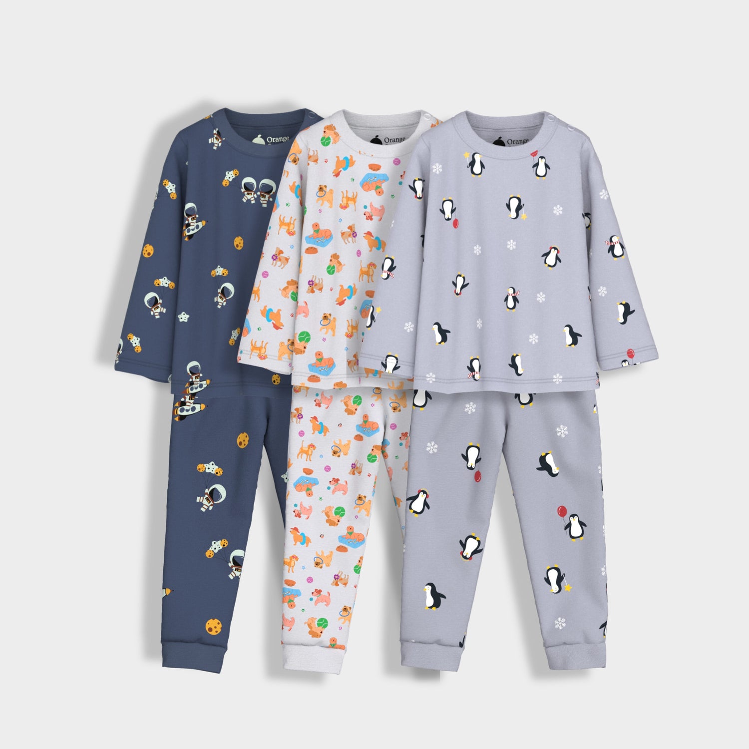 3 Pack Full Sleeves Unisex Co-ord Set | Furry, Space & Penguin
