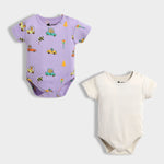 2 Pcs Half Sleeves Bodysuit | Cars, Off White