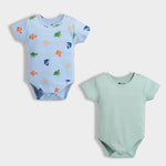 2 Pcs Half Sleeves Bodysuit | Underwater, Light Green