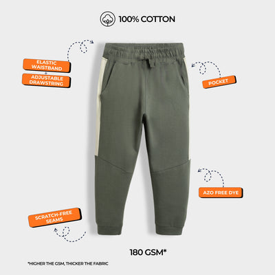 3 Pcs Cotton Joggers | Black, Colour Block Olive, Brown