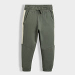 Cotton Joggers | Colour Block Olive Green