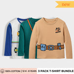 3 Pack Full Sleeves Unisex T-Shirts | Racing, Camera, Space Ship