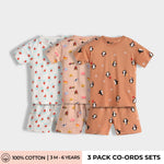 3 Pack T-Shirt & Shorts Unisex Co-ord Set | Farm, Beetroot, Penguin Chill