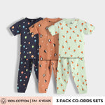 3 Pack Half Sleeves Unisex Co-ord Set | Penguin Chill, Hot Air & Orange Bliss