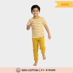 Half Sleeves Unisex Co-ord Set | Yellow Stripes