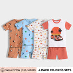 4 Pack T-Shirt & Shorts Unisex Co-ord Set | Penguin Chill, Underwater, Gardening, Car Ride