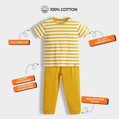 Half Sleeves Unisex Co-ord Set | Yellow Stripes