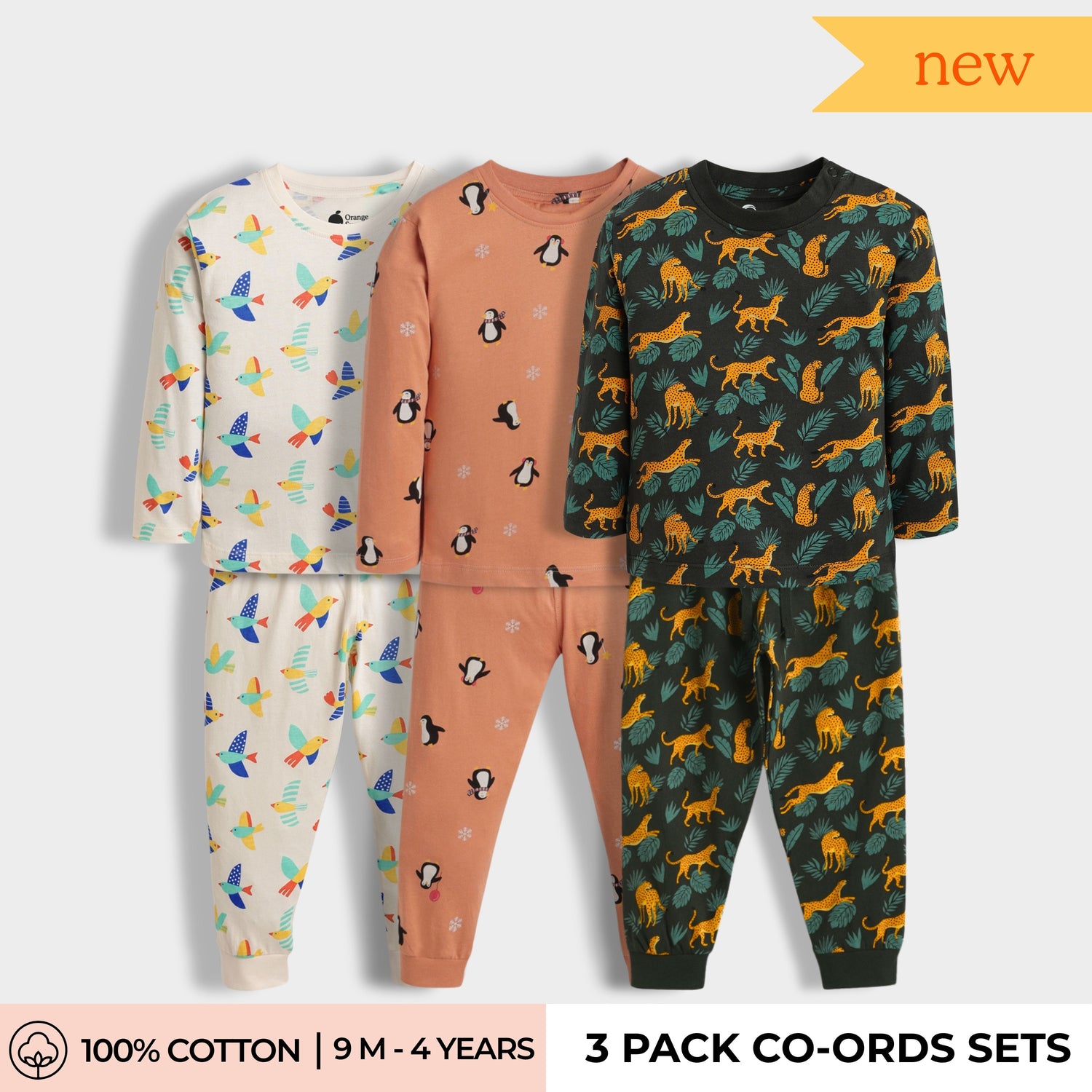 3 Pack Full Sleeves Unisex Co-ord Set | Wings, Penguin, Cheetah