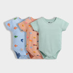 3 Pcs Half Sleeves Bodysuit | Underwater, Farm, Light Green