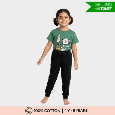 Half Sleeves Unisex T-Shirt & Joggers Set | Korea Love