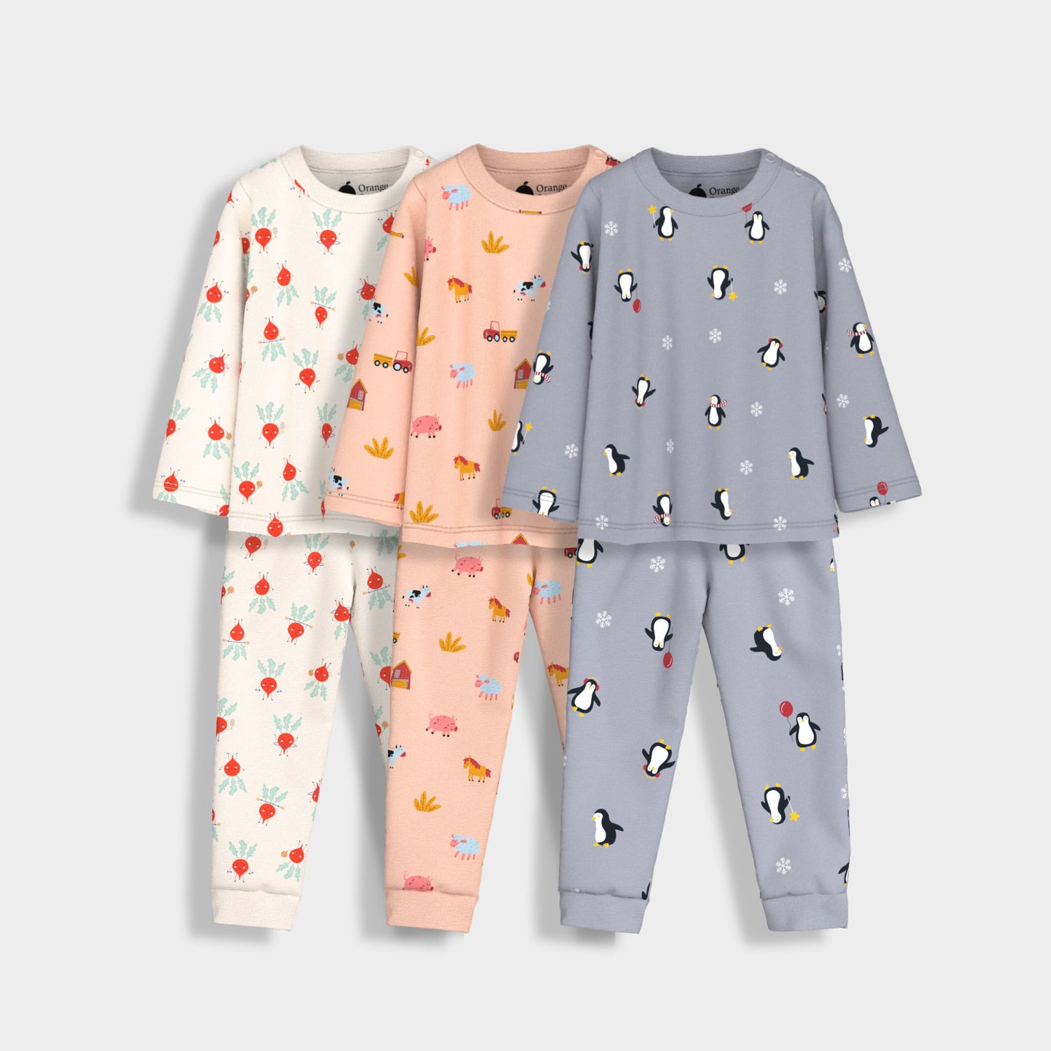 3 Pack Full Sleeves Unisex Co-ord Set | Farm, Penguin & Beetroot