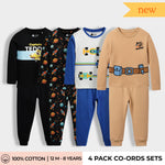 4 Pack Full Sleeves Unisex Co-ord Set | Teddy, Comet, Racing, Space ship