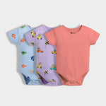 3 Pcs Half Sleeves Bodysuit | Underwater, Cars, Orange