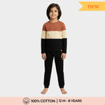 Full Sleeves Unisex T-Shirt & Joggers | Color Block Brown