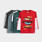 3 Pack Full Sleeves Unisex T-Shirts | Super Bike, Race To Win, Fast Wheels