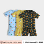 3 Pack T-Shirt & Shorts Unisex Co-ord Set | Cheetah, Circus & Underwater