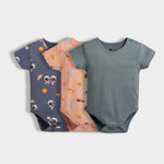 3 Pcs Half Sleeves Bodysuit | Space, Farm, Grey