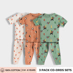 3 Pack Half Sleeves Unisex Co-ord Set | Jungle, Oranges & Penguin Chill