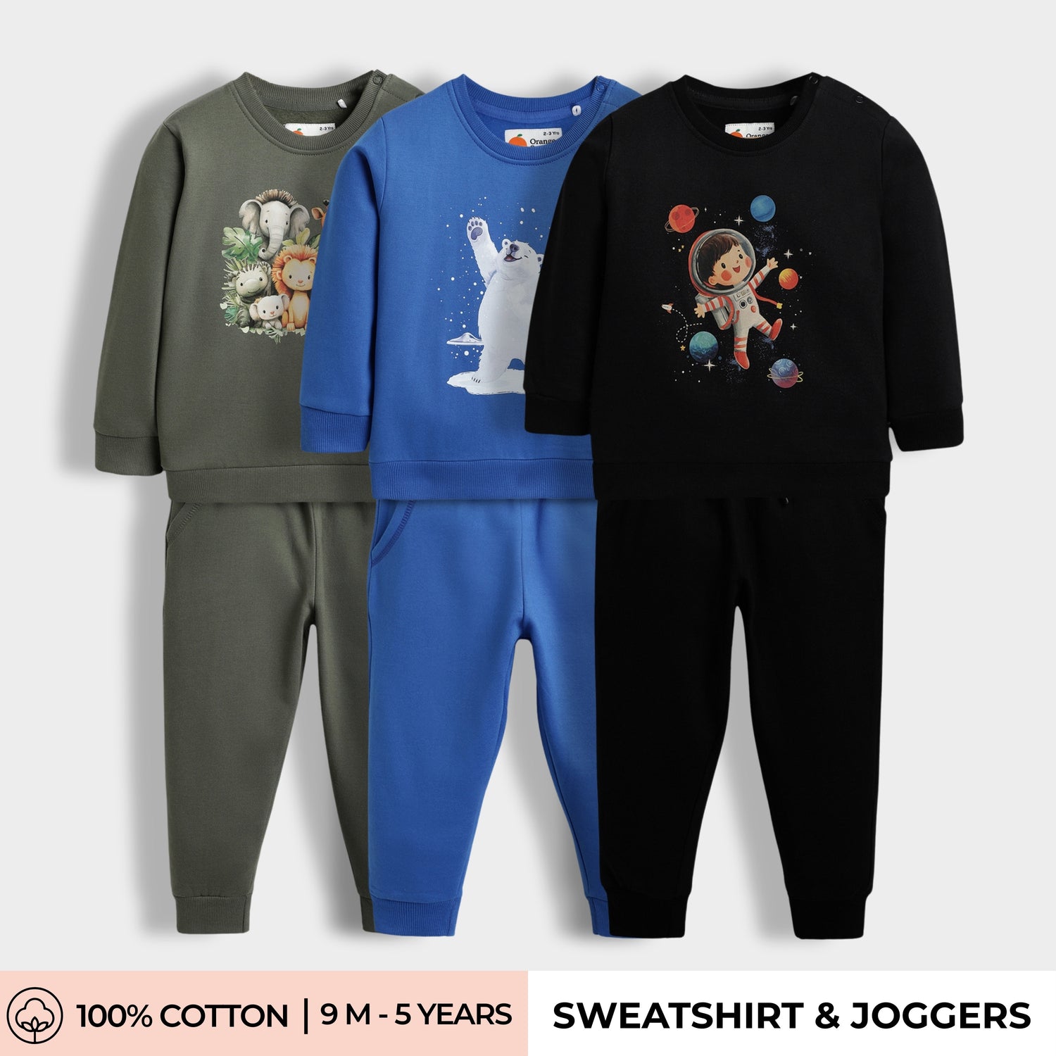 3 Pack Sweatshirt & Joggers | Space Kid , Snowy Joy, Wild