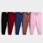 5 Pcs Winter Fleece Joggers | Black, Maroon, Diesel Blue, Rosy Brown, Pink