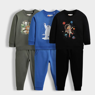 3 Pack Sweatshirt & Joggers | Space Kid , Snowy Joy, Wild
