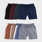 8 Pcs Cotton Shorts | Black, Wine, Bottle Green, Blue, Brown, Biscuit Brown, Indigo Blue, Grey