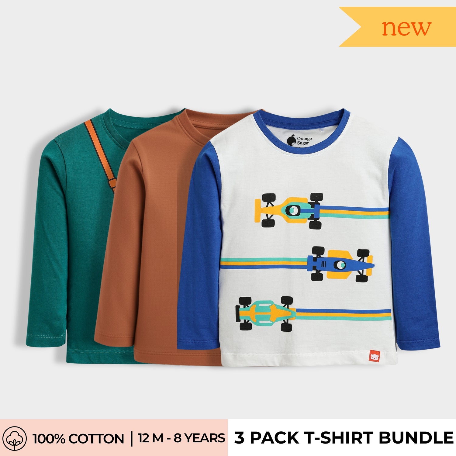 3 Pack Full Sleeves Unisex T-Shirts | Camera, Brown, Racing