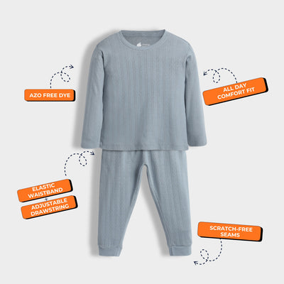 Full Sleeves Unisex Co-ord Set | Pointelle Grey