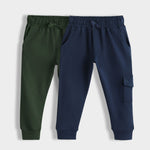 2 Pcs Interlock Joggers | Dark Olive, Royal Blue