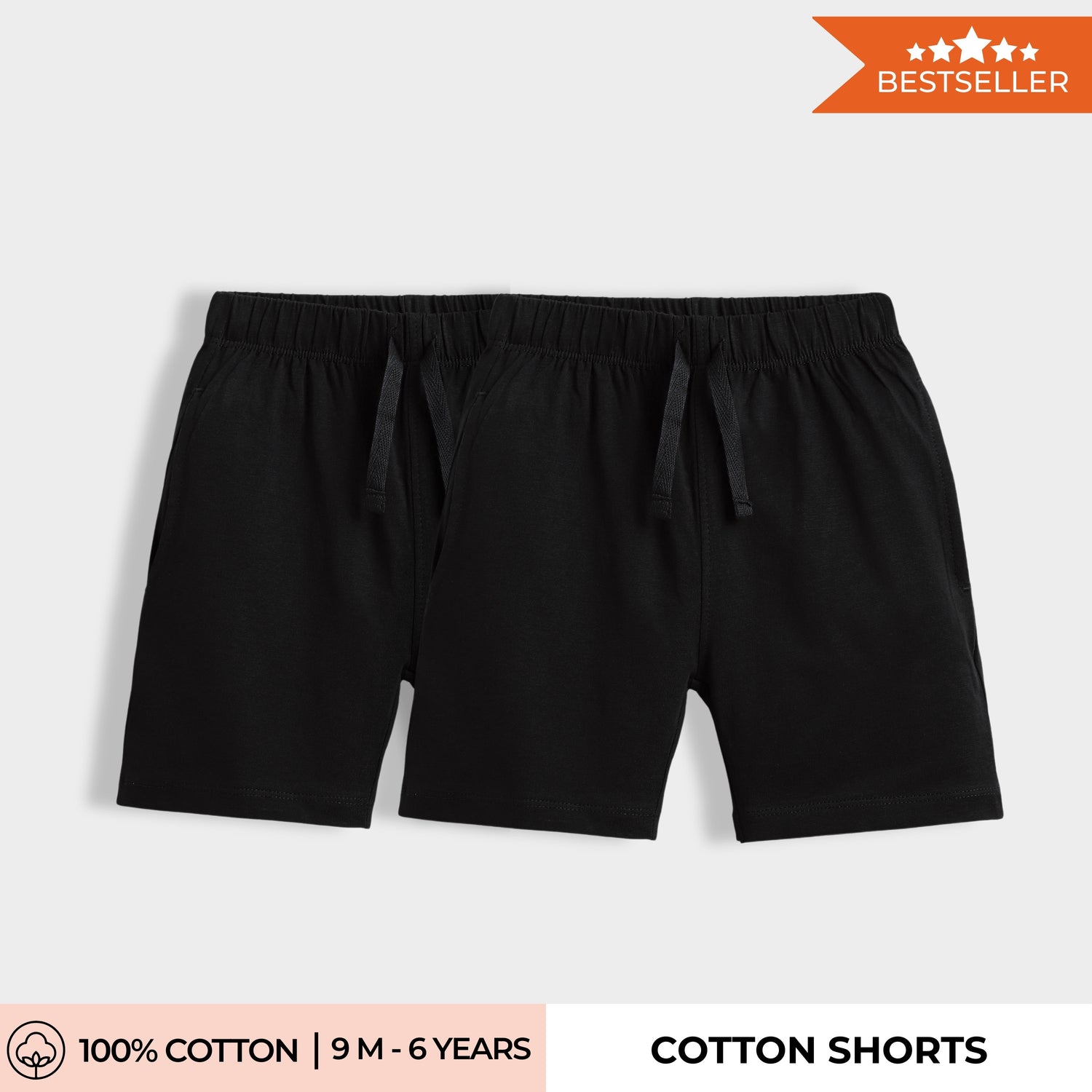2 Pcs Cotton Shorts | Black
