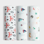 3 Pack Muslin Swaddle | Fox, Little Sailor, Spikey