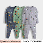 3 Pack Full Sleeves Unisex Co-ord Set | Space, Jungle, Penguin