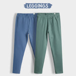 2 Pcs Leggings | Air Force Blue, Green