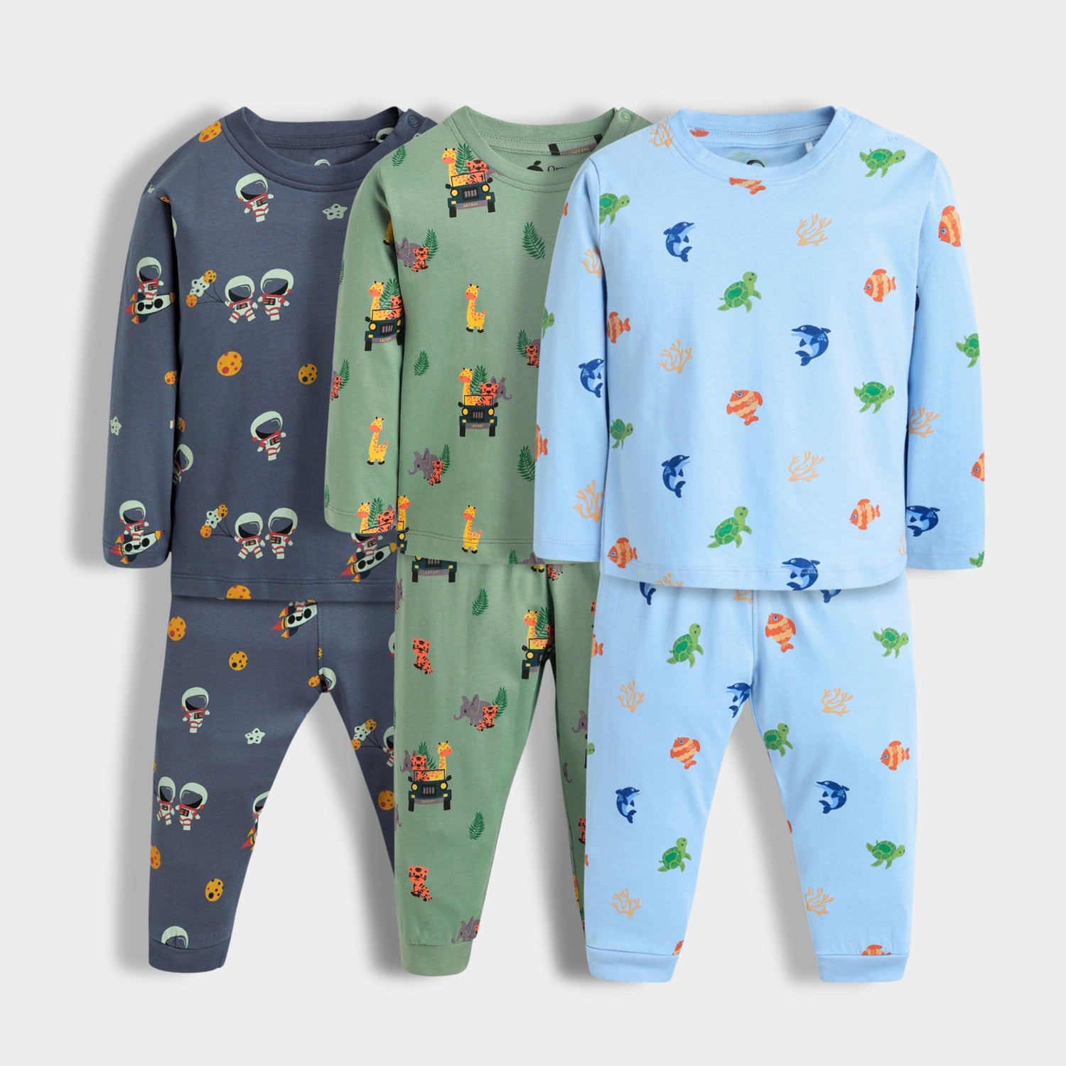 3 Pack Full Sleeves Unisex Co-ord Set | Space, Jungle, Underwater
