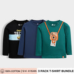 3 Pack Full Sleeves Unisex T-Shirts | Teddy, Blue, Camera