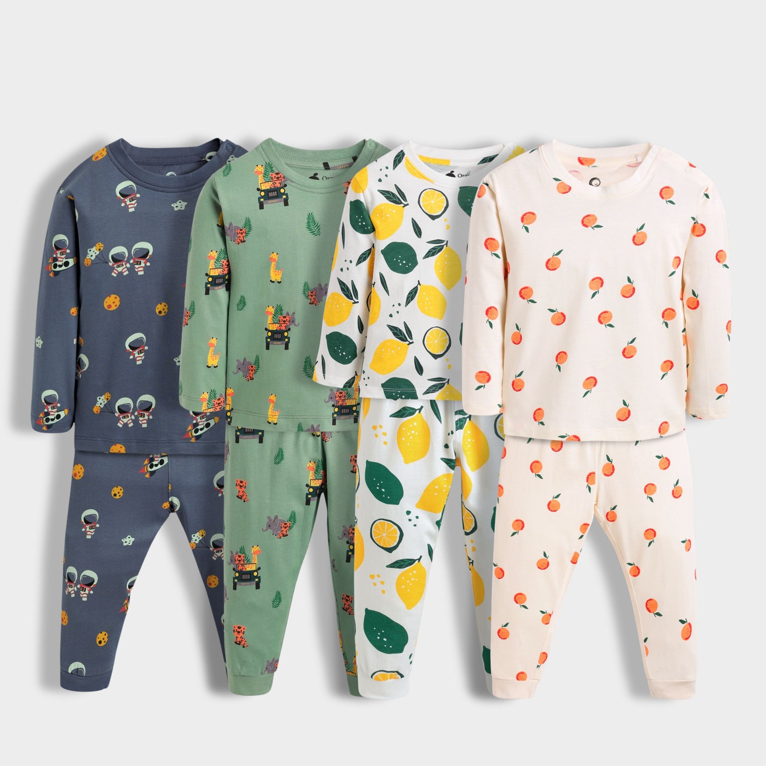 4 Pack Full Sleeves Unisex Co-ord Set | Space, Jungle, Lemon, Orange