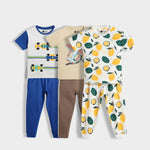 3 Pack Half Sleeves Unisex T-Shirt & Joggers Set | Formula Racing, Lemon, Plane Ride